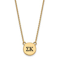 Sterling Silver Gold-plated LogoArt Sigma Kappa Sorority Greek Letters Small Black Enamel Pendant 18 inch Necklace