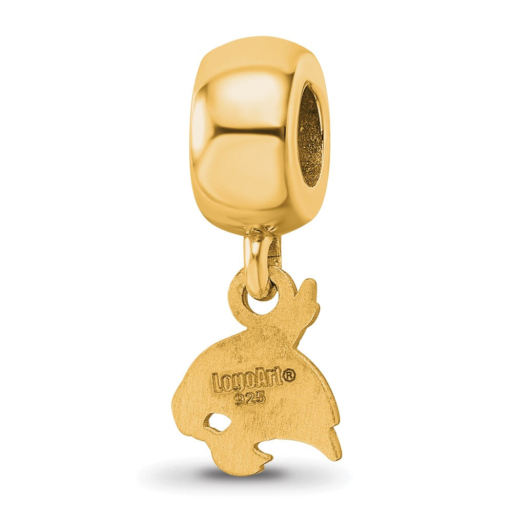 Sterling Silver Gold-plated LogoArt Texas State University Bobcat Extra Small Dangle Bead Charm