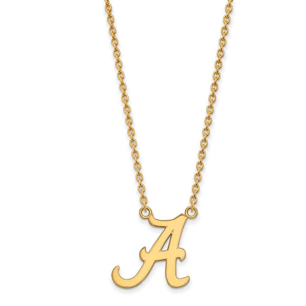 10k Gold LogoArt University of Alabama Letter A Large Pendant 18 inch Necklace