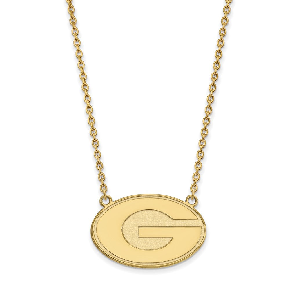 Sterling Silver Gold-plated LogoArt University of Georgia Letter G Large Pendant 18 inch Necklace