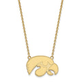 Sterling Silver Gold-plated LogoArt University of Iowa Hawk Large Pendant 18 inch Necklace
