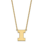 14k Gold LogoArt University of Illinois Letter I Large Pendant 18 inch Necklace