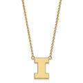 10k Gold LogoArt University of Illinois Letter I Large Pendant 18 inch Necklace