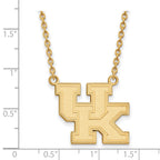 Sterling Silver Gold-plated LogoArt University of Kentucky U-K Large Pendant 18 inch Necklace