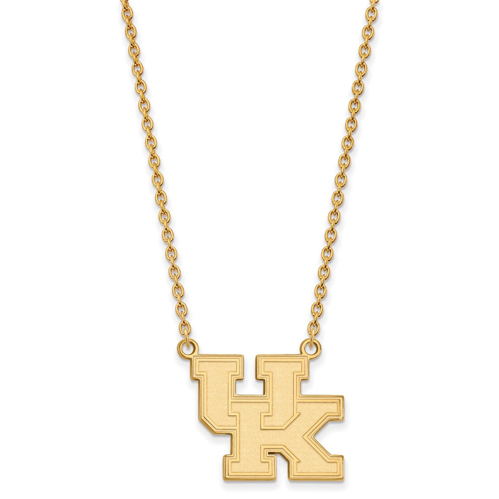 Sterling Silver Gold-plated LogoArt University of Kentucky U-K Large Pendant 18 inch Necklace