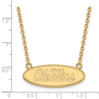 10k Gold LogoArt University of Mississippi Ole Miss Large Oval Pendant 18 inch Necklace