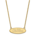 Sterling Silver Gold-plated LogoArt University of Mississippi Ole Miss Large Oval Pendant 18 inch Necklace