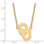 Sterling Silver Gold-plated LogoArt University of Oklahoma O-U Large Pendant 18 inch Necklace