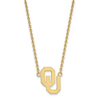 Sterling Silver Gold-plated LogoArt University of Oklahoma O-U Large Pendant 18 inch Necklace