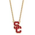 Sterling Silver Gold-plated University of Southern California S-C Large Enameled Pendant 18 inch Necklace