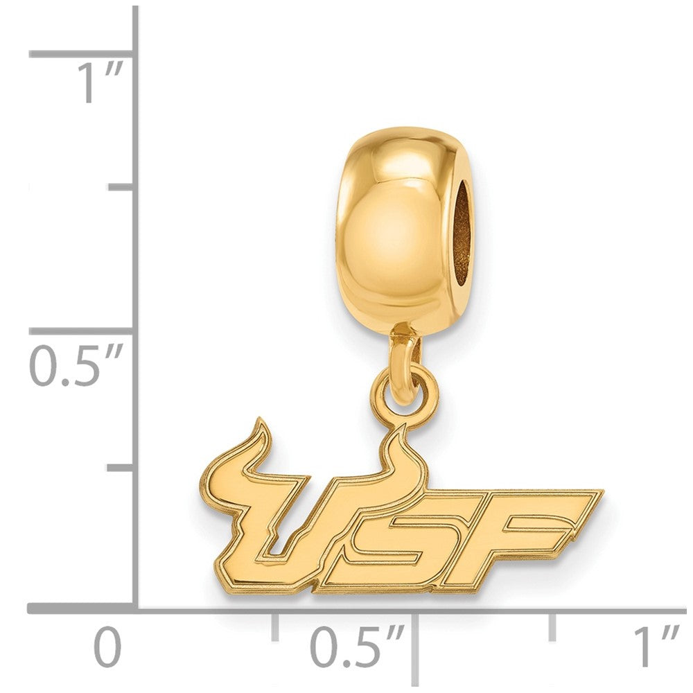 Sterling Silver Gold-plated LogoArt University of South Florida U-S-F Small Dangle Bead Charm