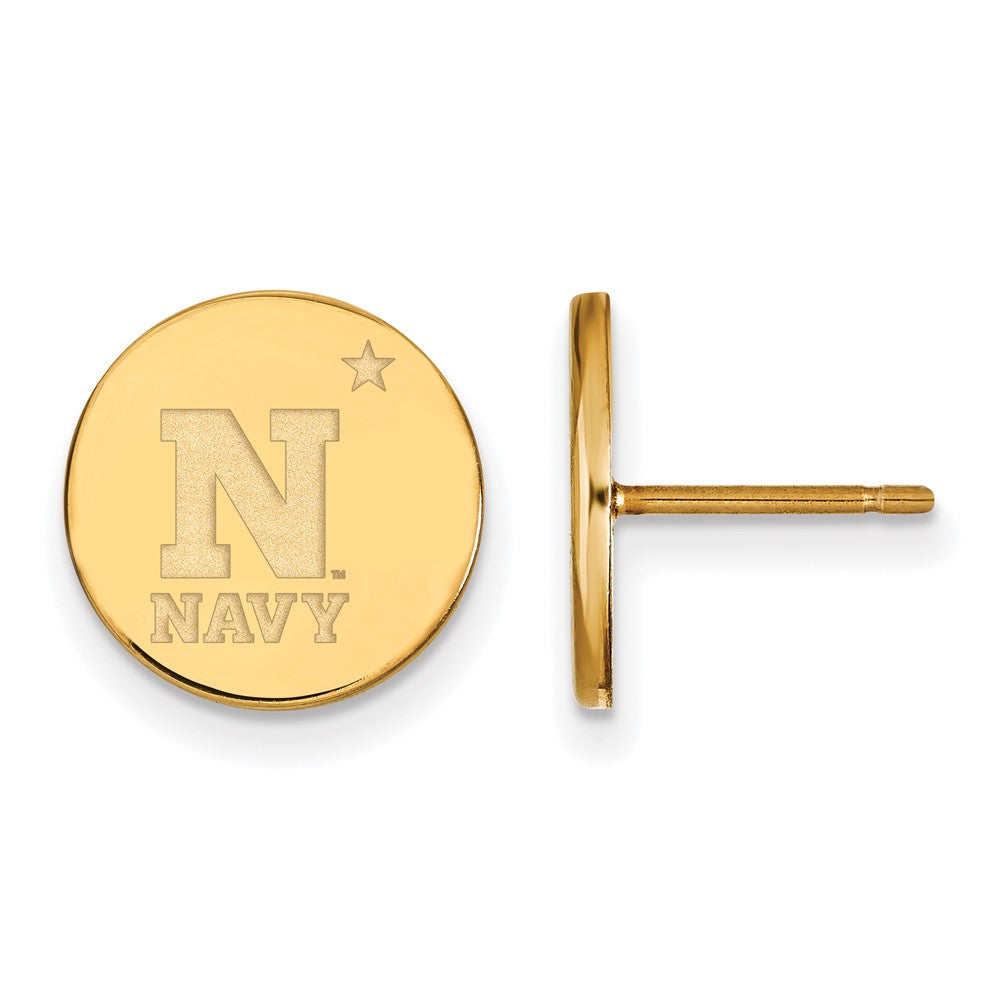 Sterling Silver Gold-plated LogoArt US Naval Academy Small Disc Post Earrings