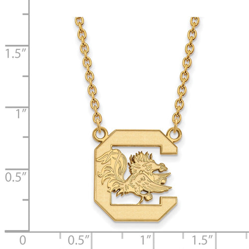 10k Gold LogoArt University of South Carolina Large Pendant 18 inch Necklace