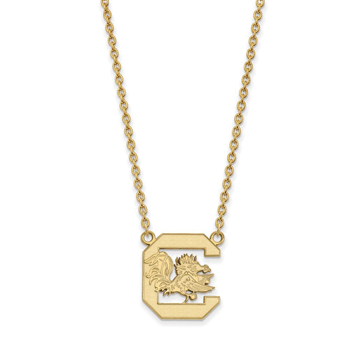 10k Gold LogoArt University of South Carolina Large Pendant 18 inch Necklace