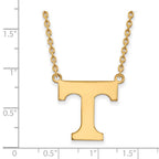 Sterling Silver Gold-plated LogoArt University of Tennessee Letter T Large Pendant 18 inch Necklace