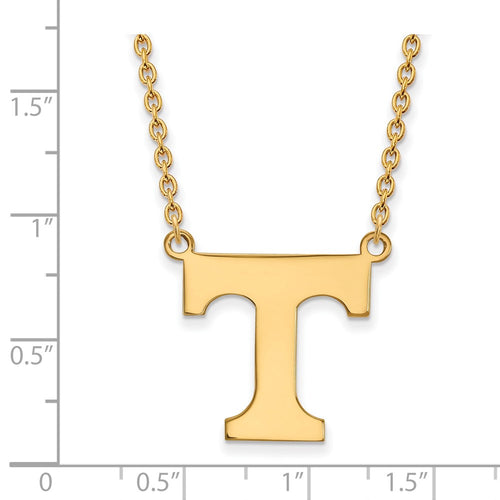 10k Gold LogoArt University of Tennessee Letter T Large Pendant 18 inch Necklace