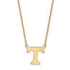 14k Gold LogoArt University of Tennessee Letter T Large Pendant 18 inch Necklace