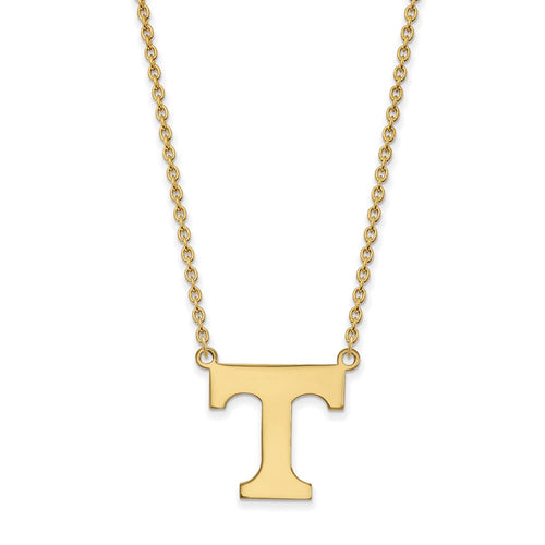10k Gold LogoArt University of Tennessee Letter T Large Pendant 18 inch Necklace