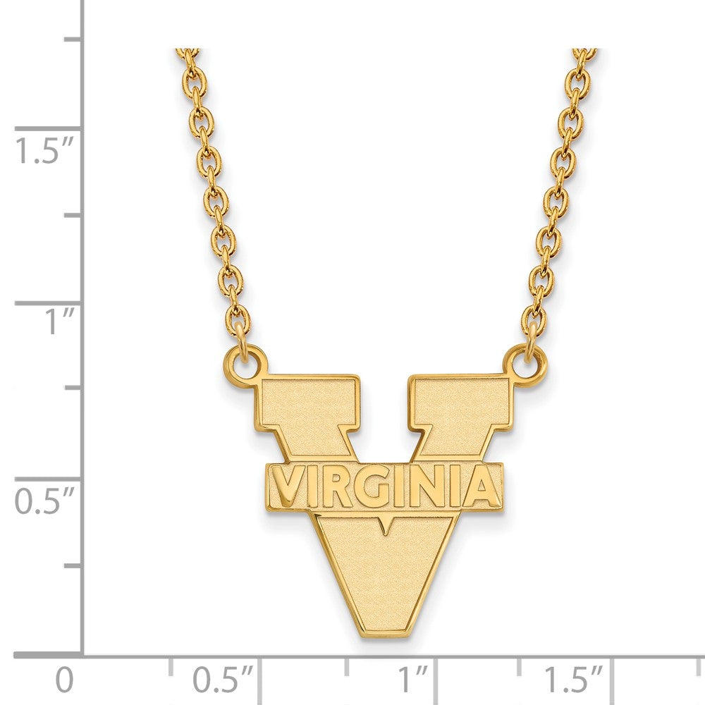 Sterling Silver Gold-plated LogoArt University of Virginia Large Pendant 18 inch Necklace