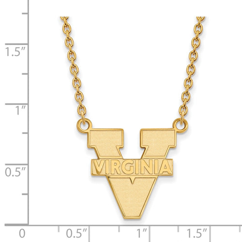 10k Gold LogoArt University of Virginia Large Pendant 18 inch Necklace