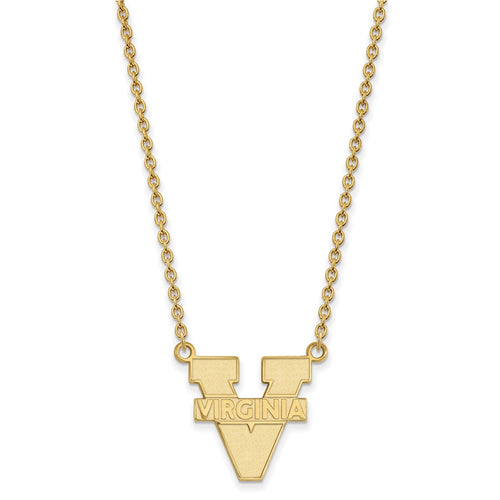 10k Gold LogoArt University of Virginia Large Pendant 18 inch Necklace