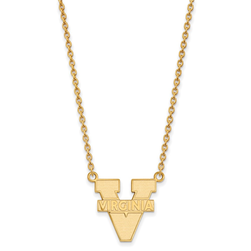 Sterling Silver Gold-plated LogoArt University of Virginia Large Pendant 18 inch Necklace