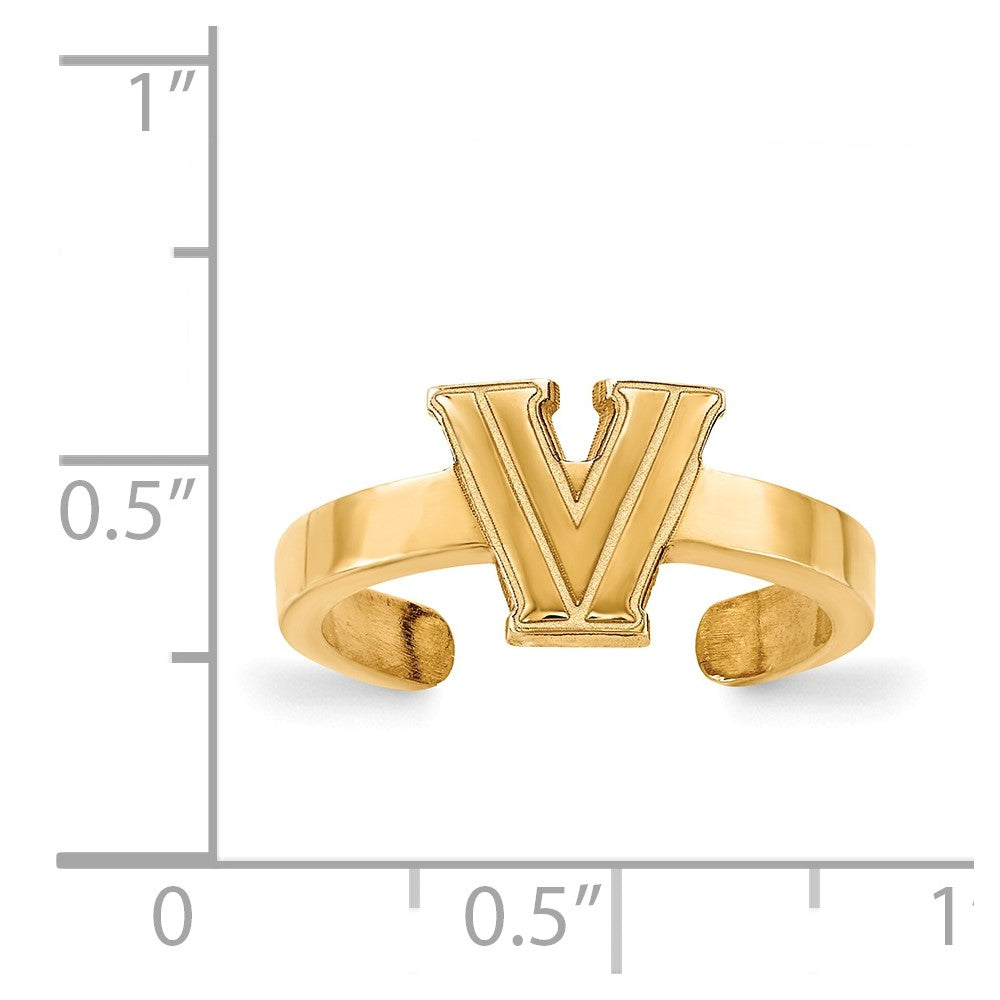Sterling Silver Gold-plated LogoArt Villanova University Letter V Toe Ring