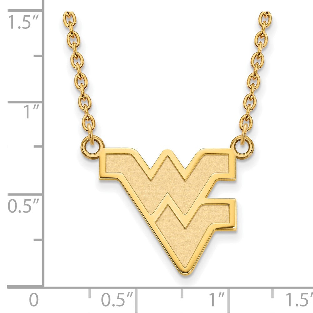 10k Gold LogoArt West Virginia University W-V Large Pendant 18 inch Necklace
