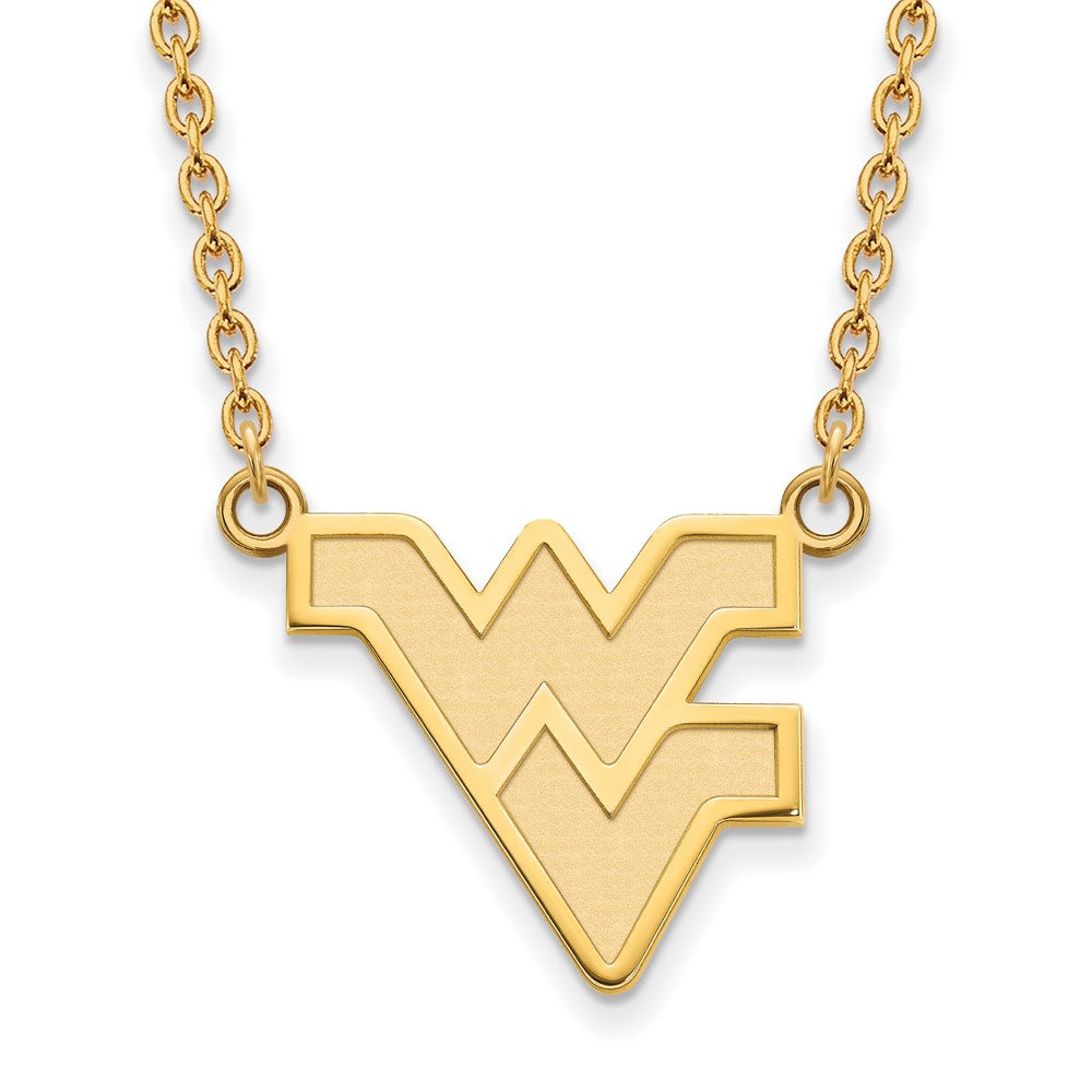 14k Gold LogoArt West Virginia University W-V Large Pendant 18 inch Necklace