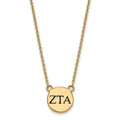 Sterling Silver Gold-plated LogoArt Zeta Tau Alpha Sorority Greek Letters Small Black Enamel Pendant 18 inch Necklace