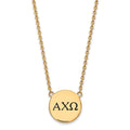 Sterling Silver Gold-plated LogoArt Alpha Chi Omega Sorority Greek Letters Large Black Enamel Pendant 18 inch Necklace