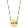 Sterling Silver Gold-plated LogoArt Alpha Epsilon Phi Sorority Greek Letters Small Black Enamel Pendant 18 inch Necklace