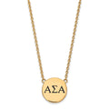 Sterling Silver Gold-plated LogoArt Alpha Sigma Alpha Sorority Greek Letters Large Black Enamel Pendant 18 inch Necklace
