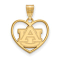 Sterling Silver Gold-plated LogoArt Auburn University Heart Pendant