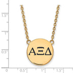 Sterling Silver Gold-plated LogoArt Alpha Xi Delta Sorority Greek Letters Large Black Enamel Pendant 18 inch Necklace