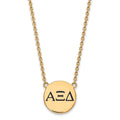 Sterling Silver Gold-plated LogoArt Alpha Xi Delta Sorority Greek Letters Large Black Enamel Pendant 18 inch Necklace