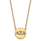 Sterling Silver Gold-plated LogoArt Alpha Xi Delta Sorority Greek Letters Large Black Enamel Pendant 18 inch Necklace