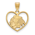 Sterling Silver Gold-plated NHL LogoArt Chicago Blackhawks Heart Pendant