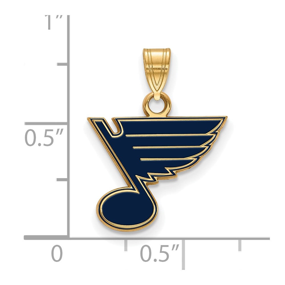 Sterling Silver Gold-plated NHL LogoArt St. Louis Blues Small Enameled Pendant