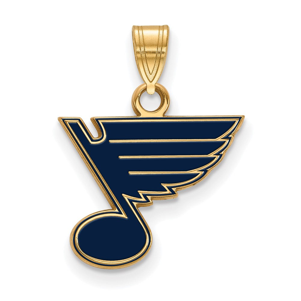 Sterling Silver Gold-plated NHL LogoArt St. Louis Blues Small Enameled Pendant