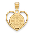 Sterling Silver Gold-plated NHL LogoArt Boston Bruins Heart Pendant