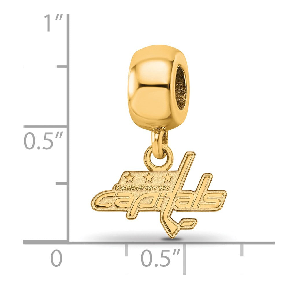 Sterling Silver Gold-plated NHL LogoArt Washington Capitals Extra Small Dangle Bead Charm