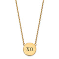 Sterling Silver Gold-plated LogoArt Chi Omega Sorority Greek Letters Large Black Enamel Pendant 18 inch Necklace