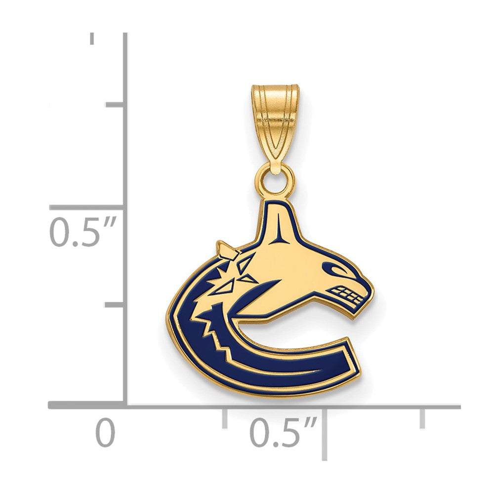 Sterling Silver Gold-plated NHL LogoArt Vancouver Canucks Small Enameled Pendant