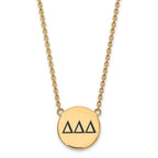 Sterling Silver Gold-plated LogoArt Delta Delta Delta Sorority Greek Letters Large Black Enamel Pendant 18 inch Necklace
