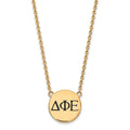 Sterling Silver Gold-plated LogoArt Delta Phi Epsilon Sorority Greek Letters Large Black Enamel Pendant 18 inch Necklace