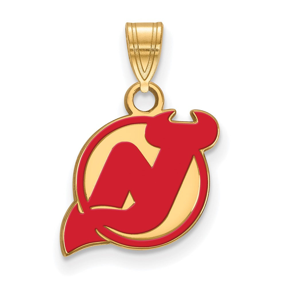 Sterling Silver Gold-plated NHL LogoArt New Jersey Devils Small Enameled Pendant