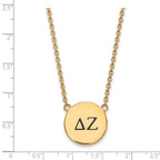 Sterling Silver Gold-plated LogoArt Delta Zeta Sorority Greek Letters Large Black Enamel Pendant 18 inch Necklace