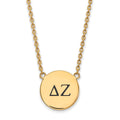 Sterling Silver Gold-plated LogoArt Delta Zeta Sorority Greek Letters Large Black Enamel Pendant 18 inch Necklace