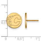 Sterling Silver Gold-plated NHL LogoArt Calgary Flames Small Disc Post Earrings